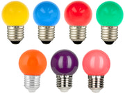 G45 LED kronepære sæt - 240V / 1W E27, ass. farver (7 stk.)