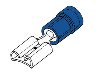 Blå kabelsko - Spadefatning 4,8mm hun, 1,5-2,5mm² (10 stk.)