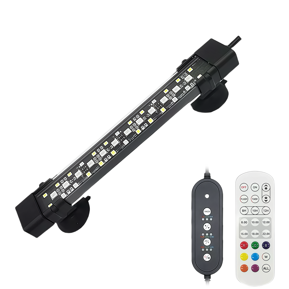 20 cm akvarie armatur med 8W LED-lys i RGB+NW og IP68 beskyttelse