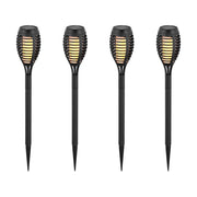 4 stk Solcelle Havelamper - Sorte, med spyd, flammeeffekt, 50cm høj