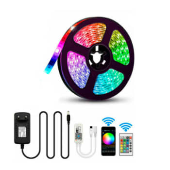 Led strip, kit, 5m, RGBW, fjernbejening, app styring, IP65