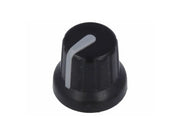 Drejeknap, Sort plast - Ø16x14mm, 6mm rillet aksel