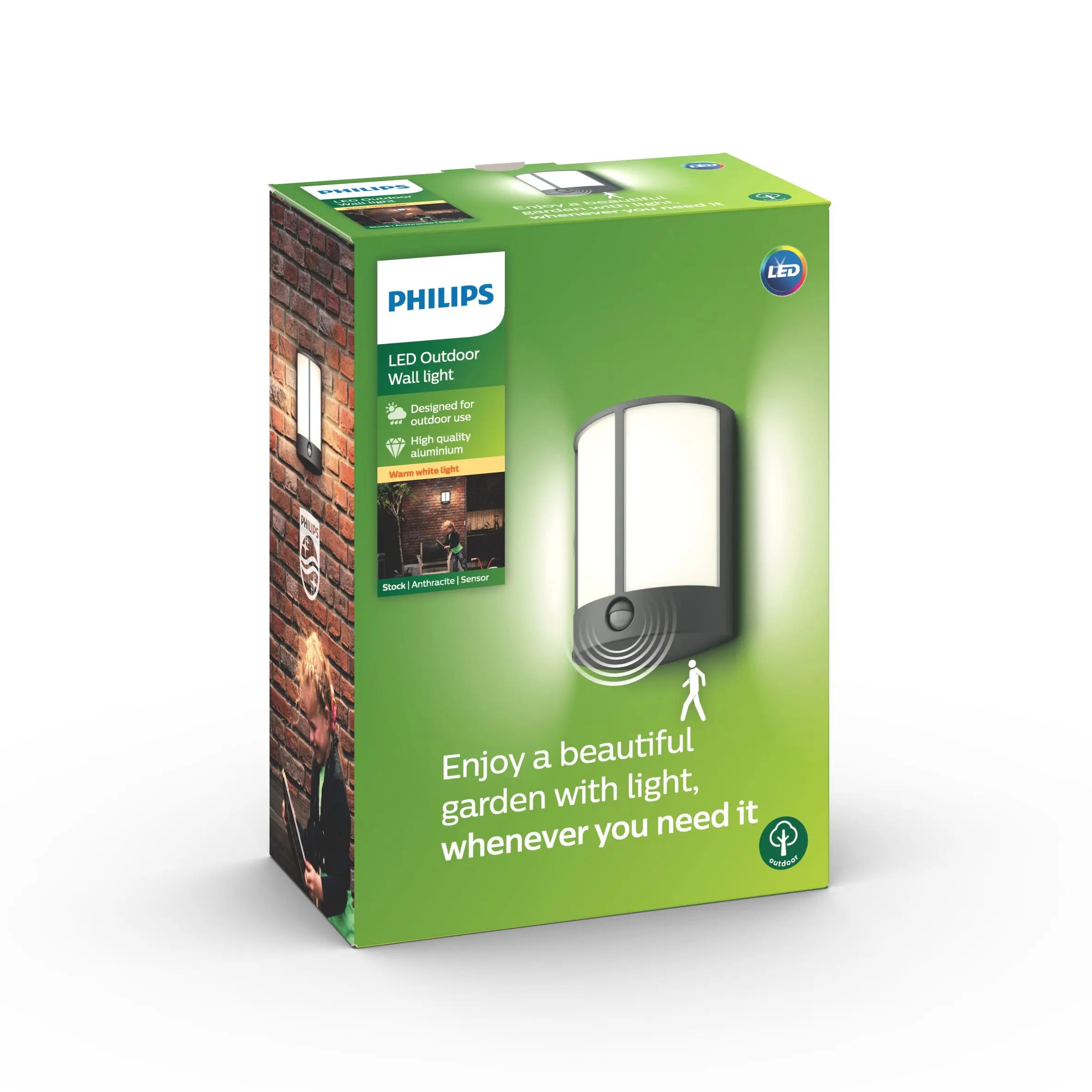 Stock IR wall lantern anthracite 1x6W (sensor)