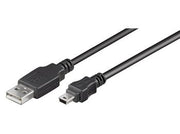 USB 2.0 kabel - A han til 5P mini B han, Sort (1,5m)