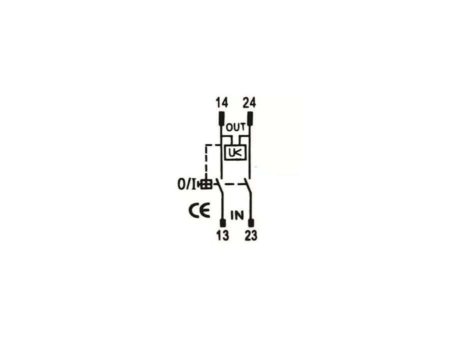 Start/stop kontakt - 240V 16A, Rød/grøn 0-I, 4-ben (IP55)