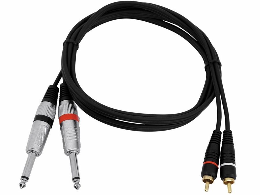 Audiokabel - 2 x 6,35mm mono JACK han > 2 x RCA han (1,5m)