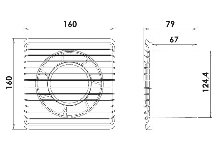 Vægventilator - planet eneRgy Ø125 S, Standard, 8W, 140m3/h