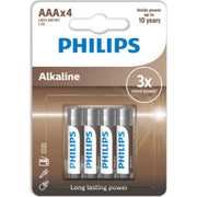 PHILIPS Tech alkaline batteri, AAA LR03, 4 stk.