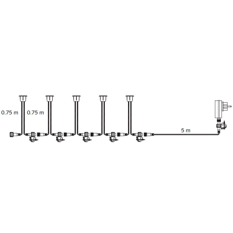 LED kit m. 5 nedgravningsspots IP67