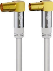 HQ TV antennekabel - 4 x skærm, 90° COAX han/hun, Hvid (10m)