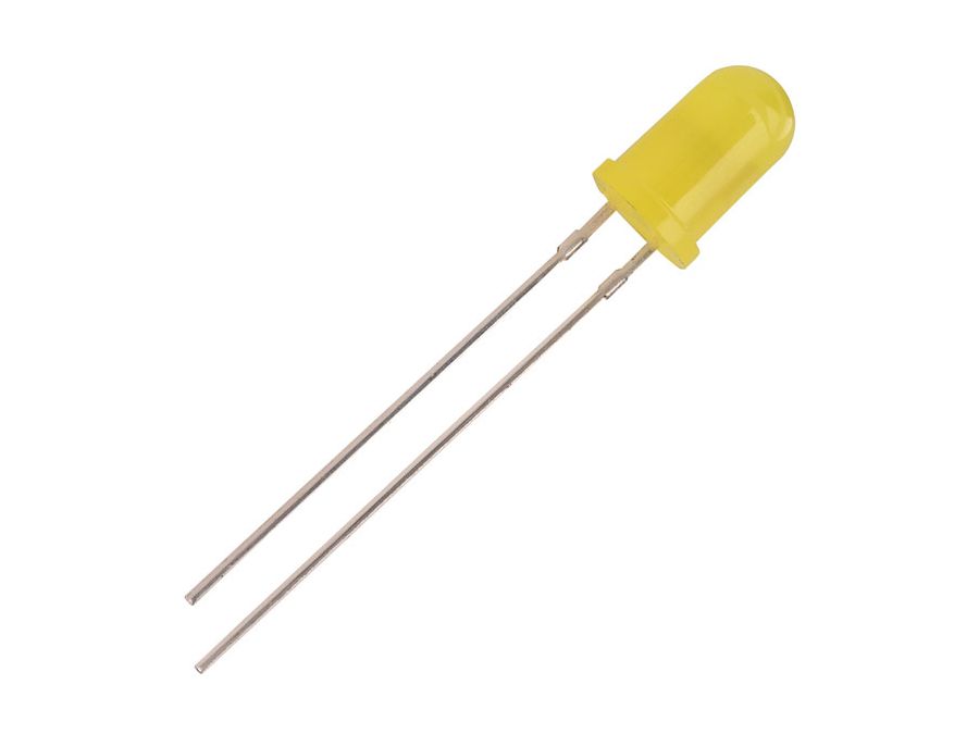 5mm 12V LED - Rund, GUL diffus (130mcd 60°)