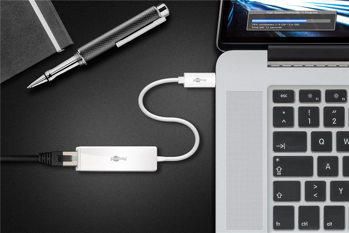USB-C gigabit ethernet LAN adapter, Hvid (10/100/1000Mbps)