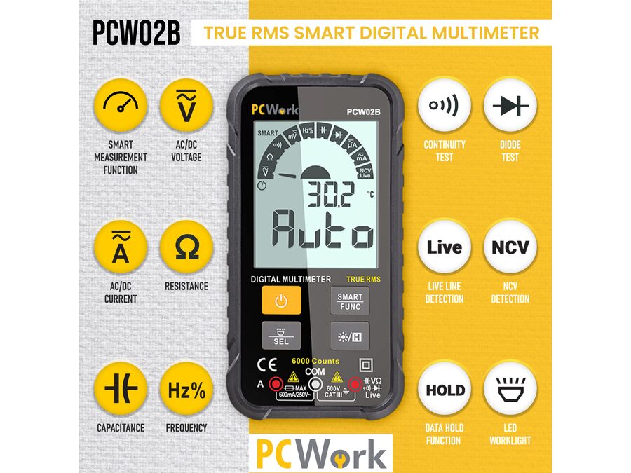 PCW02B Digital Smart Multimeter, Sand RMS