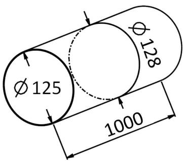 Rund Ø125 kanalrør L=1,0 m PVC