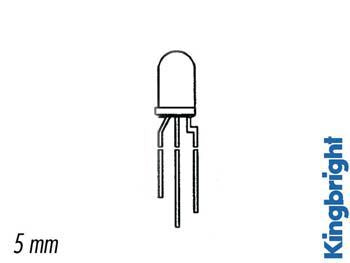 5mm LED - Tofarve, RØD/GUL, diffus hvid hus (24°)