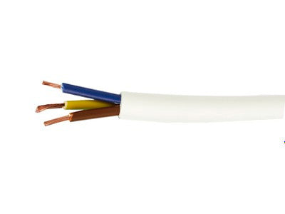 Plastkappeledning - 3x0,75mm² PKLJ rund, HVID (2 meter)