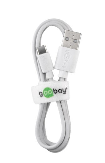 USB-A han > USB-C han (2.0) kabel, 3A, Hvid (0,1m)