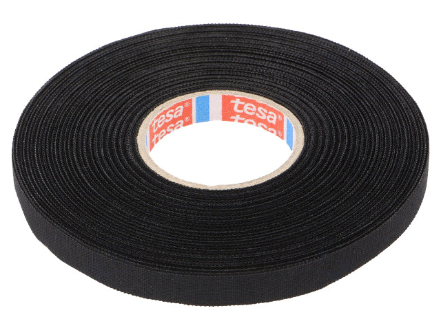 Lærredstape - 9mm bred / 320µm, 150°C, Sort (25m)