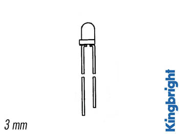 3mm LED - Selvblinkende RØD diffus, 9V (3,2mcd 60°)