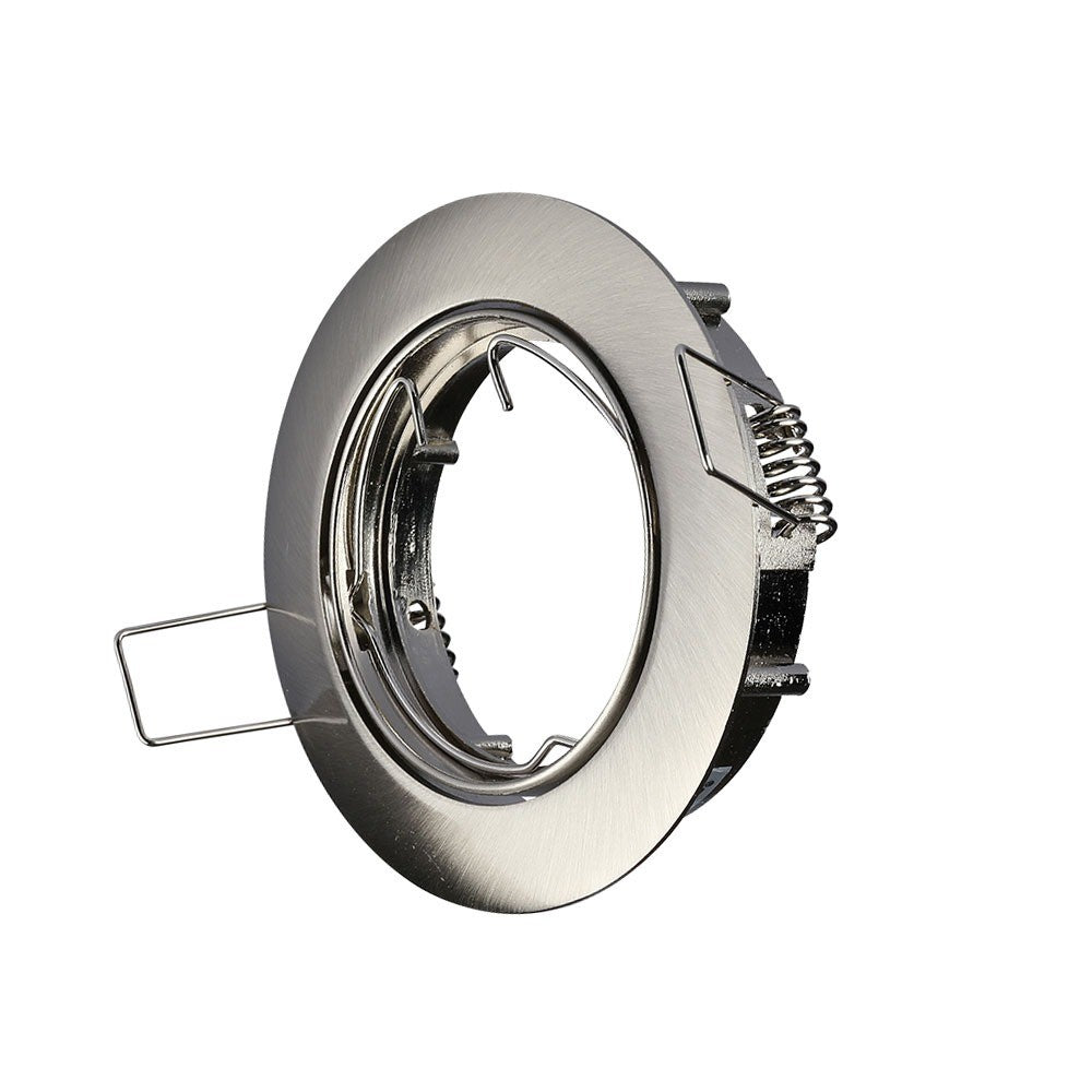 Rund GU10 lampe i satin nikkel - stilfuldt og moderne design til din belysning