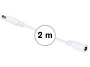 DC forlængerkabel - 5,5x2,1mm han/hun,Hvid (2m)