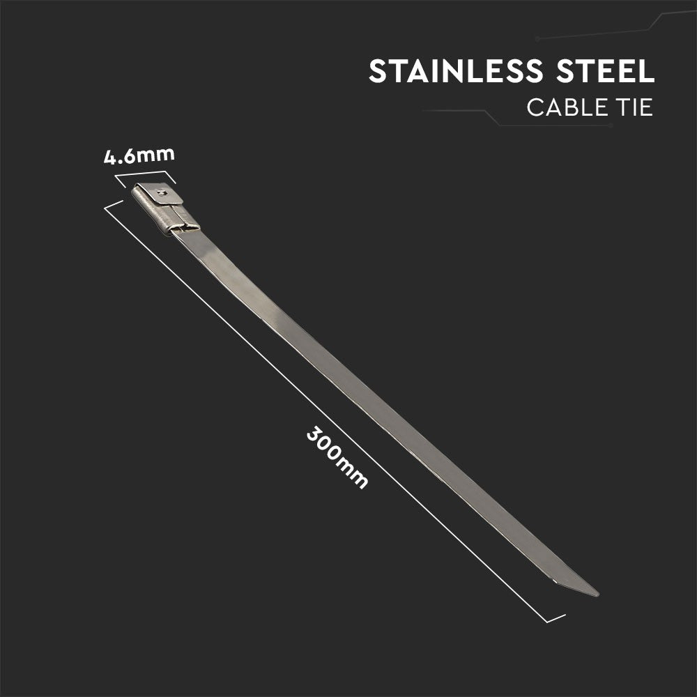 Kabelbindere - Rustfrit stål, 4,6*300 mm, 100 stk/pakke