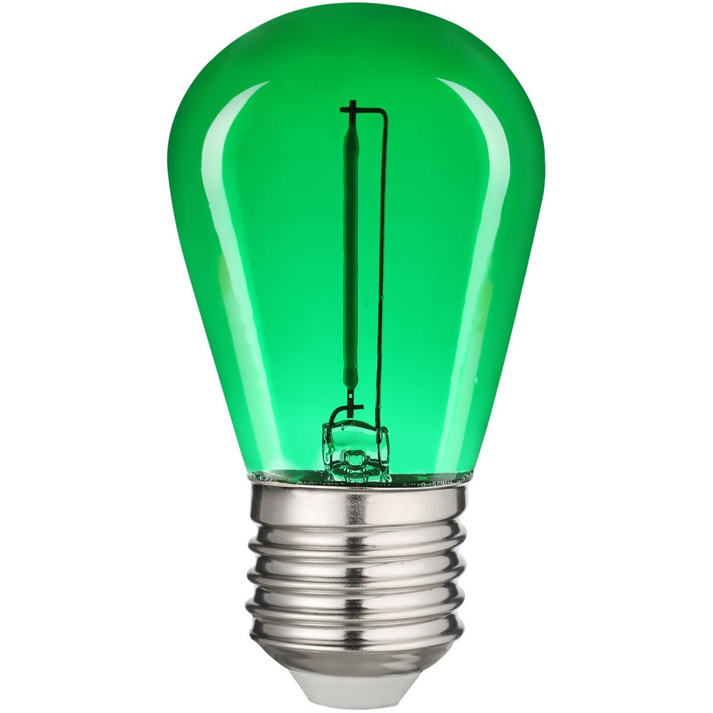 0,6W LED krone pære - Grøn, kultråd, E27 - 230V - 50lm - RA80