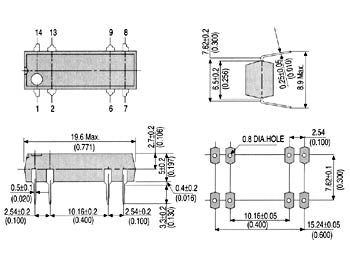 REED relæ - 24VDC / 0,5A maks. 10W, 1 x slutte (DIP14-8)