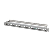 19" Patch panel - 1U, 24 x keystone porte, Grå