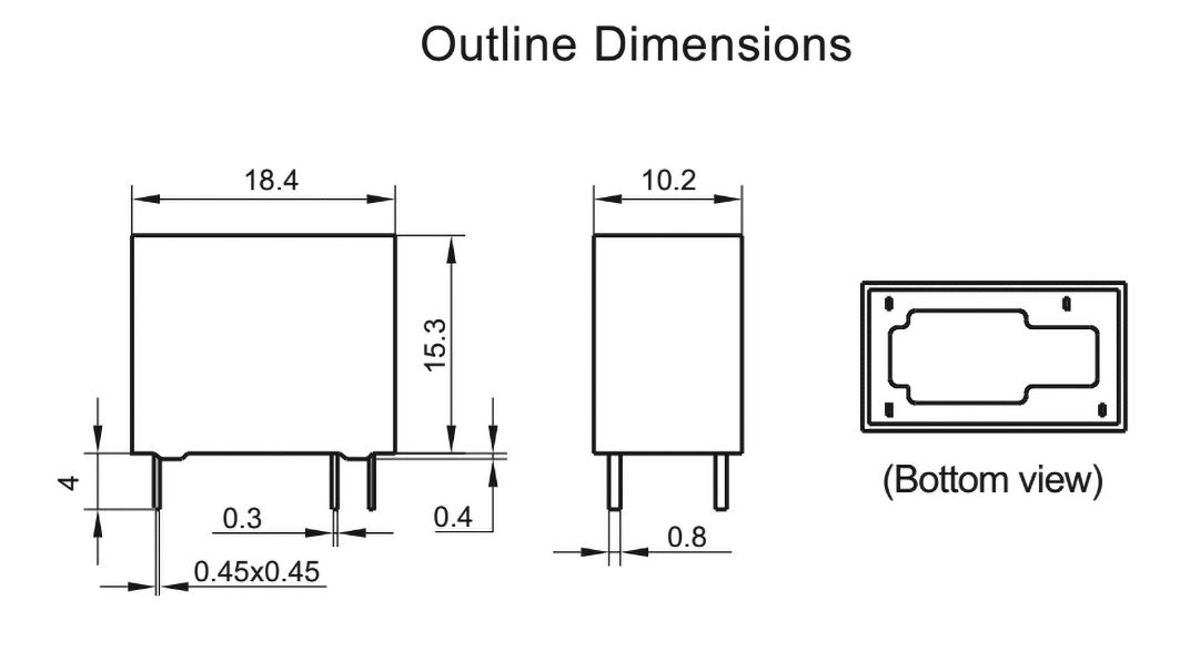 Subminiature relæ - 24VDC / 10A-250VAC, 1 x slutte (SPST-NO)