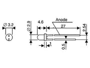 3mm 12V LED - Rund, RØD diffus (20mcd 60°)
