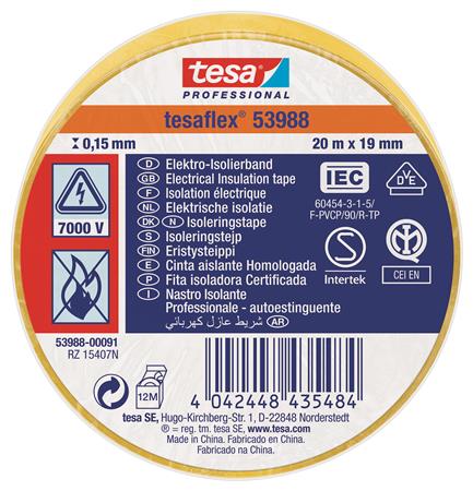 ISOLERINGSTAPE VDE/IEC PVC 25MX50MM GUL