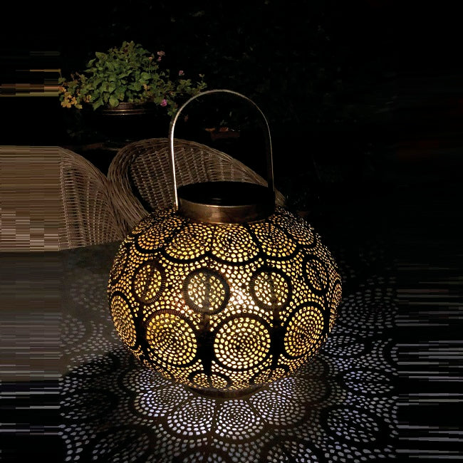 Marrakech lanterne, solcelle, Ø230, i metal