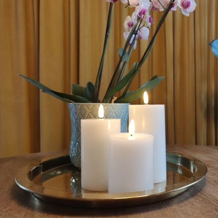 3D Vokslys Ø7,5 x 10+12,5+15 cm + timer (sæt med 3 stk)