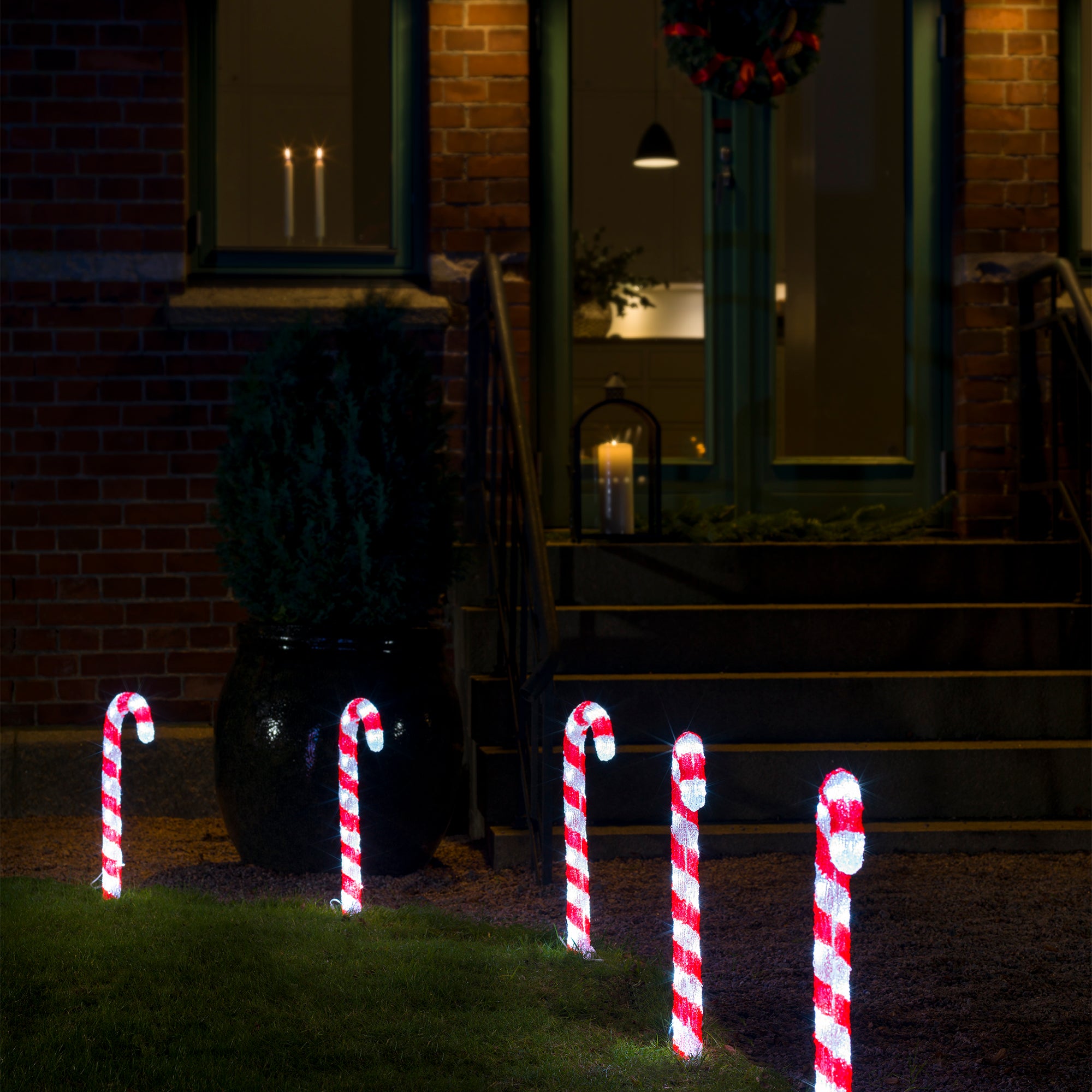Konstsmide Slikstokke i akryl, 5 stk, 80 hvide LED, højde 43 cm.