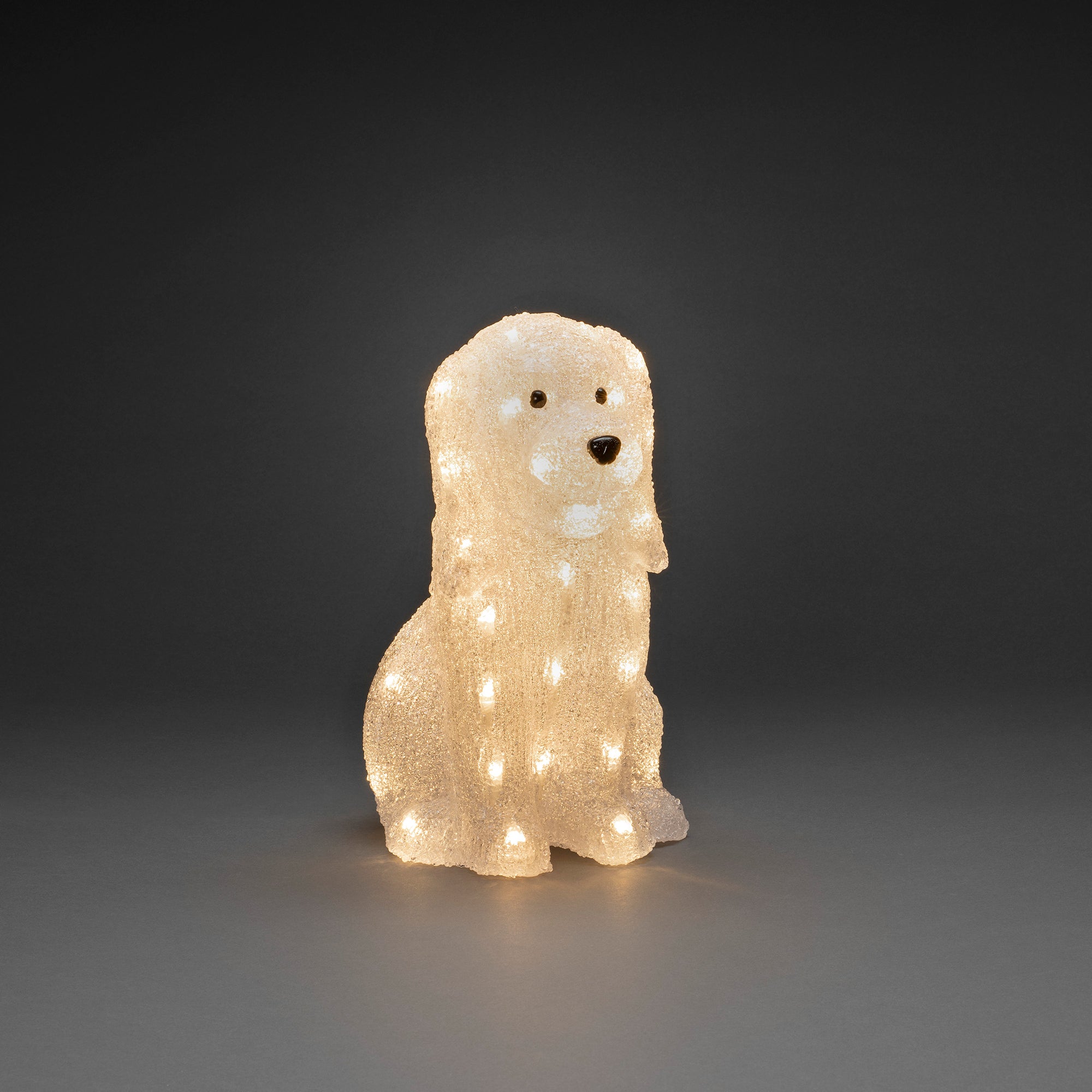 Konstsmide Siddende hund i akryl, 40 varmhvide LED, højde 31 cm.