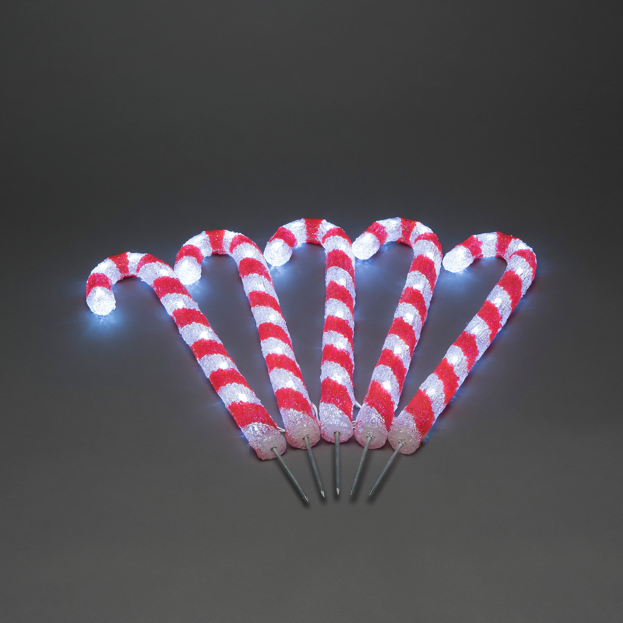 Konstsmide Slikstokke i akryl, 5 stk, 80 hvide LED, højde 43 cm.