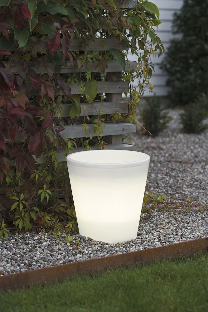 Konstsmide Assisi LED blomsterkrukke lille. højde 28 cm, hvid