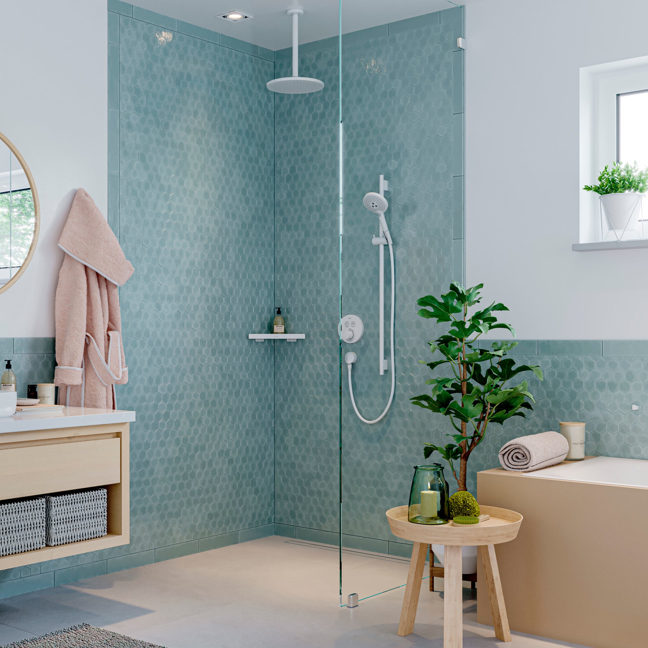 HANSGROHE hjørnehylde 305mm  t/hjørne   white