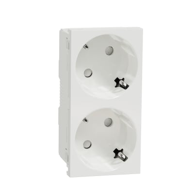 2XSCHUKO SOCKET 2P+E SCREWLESS WHITE