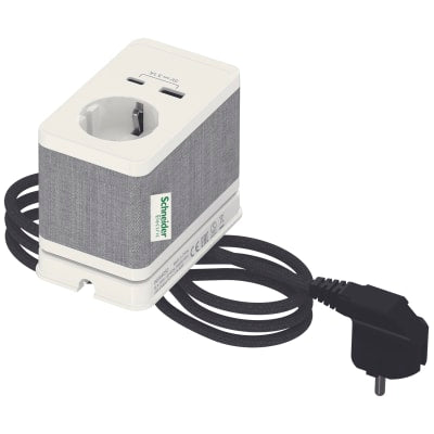 Unica Bord stikkontakt enkelt m/USB A/C hvid