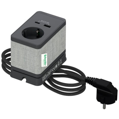 Unica Bord stikkontakt enkelt m/USB A/C koksgrå