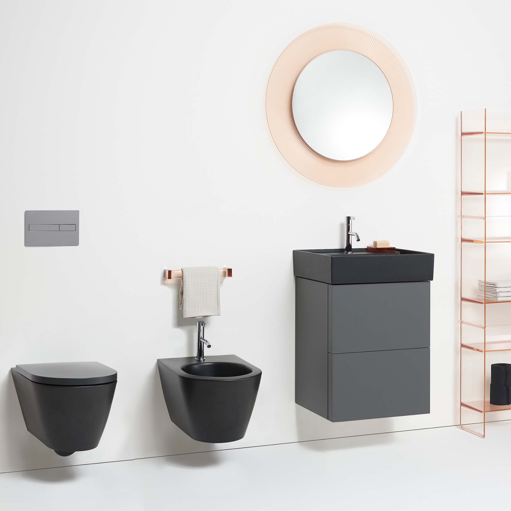 Kartell Laufen væghængt toilet, Rimless, mat sort