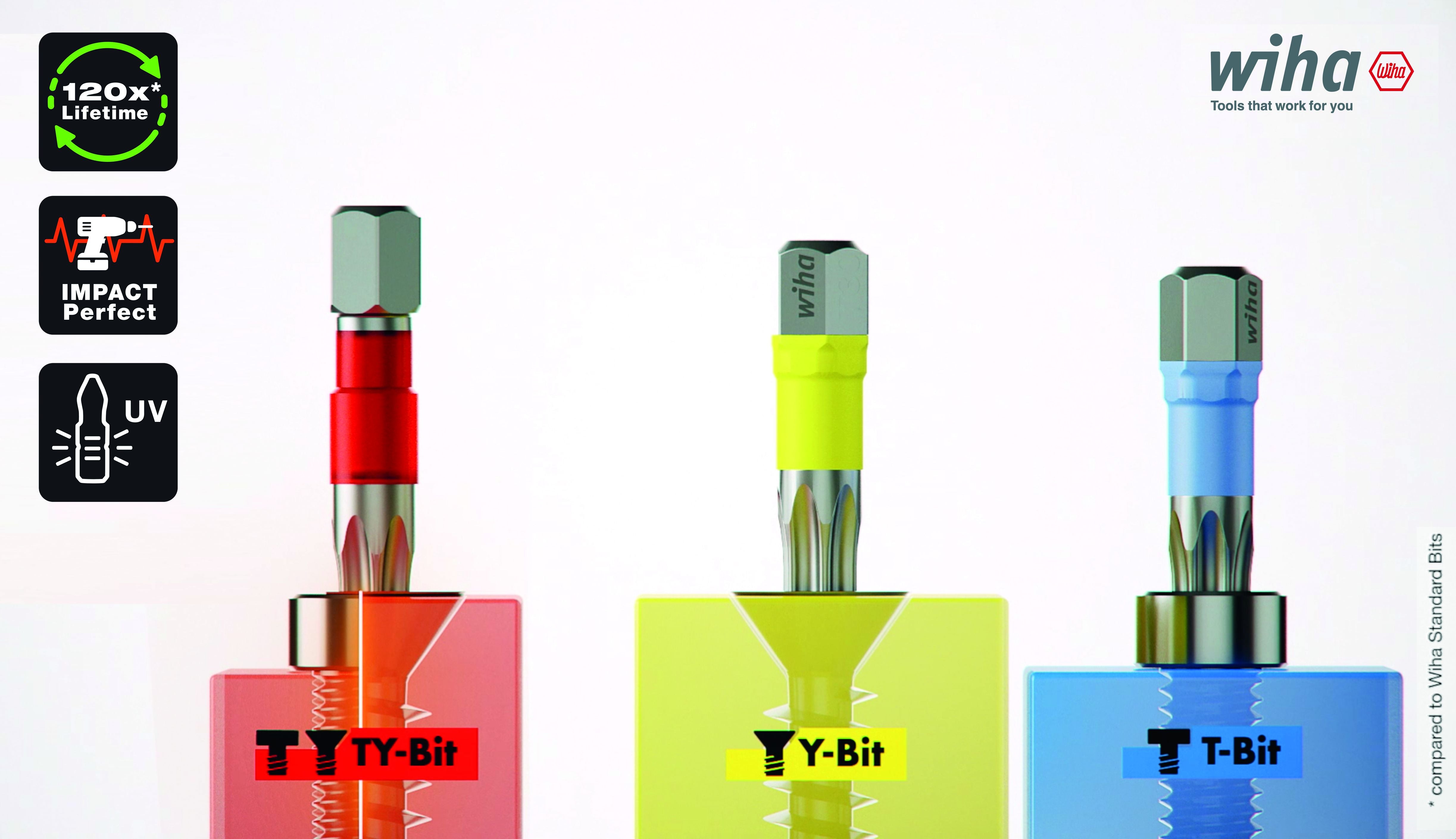 Wiha T-slagbits 25 mm blå 1/4", TORX® T20, 5 stk i boks