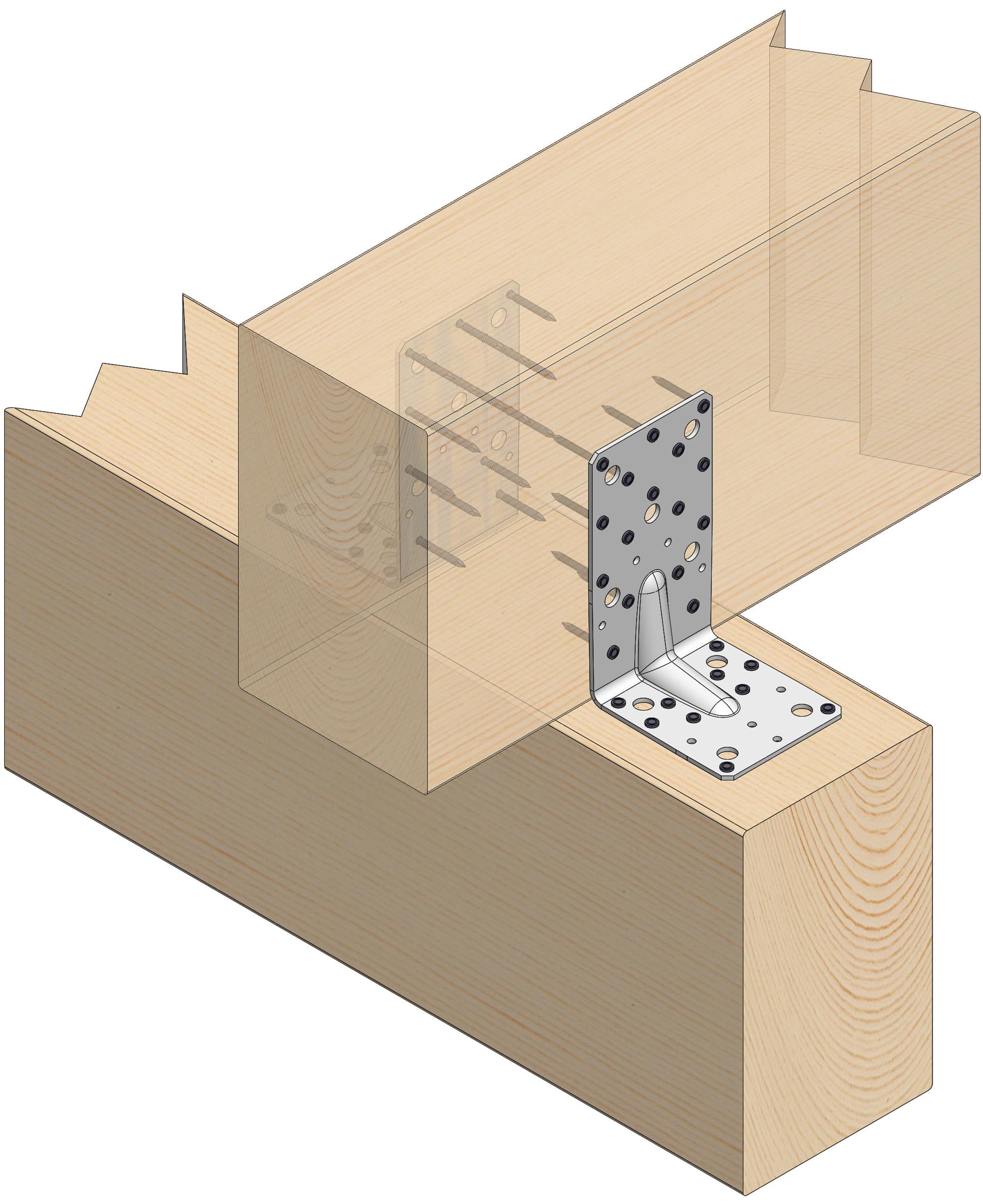Vinkelbeslag V170 m/rib, 170 x 110 x 95 x 3,0 mm, FZB, 10 stk.