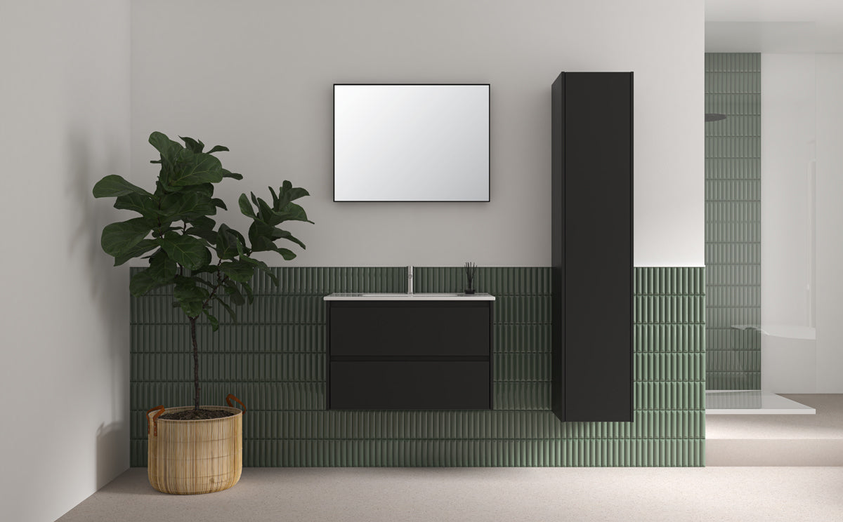 Sanibell Basicline spejl 80x60cm, mat sort aluramme