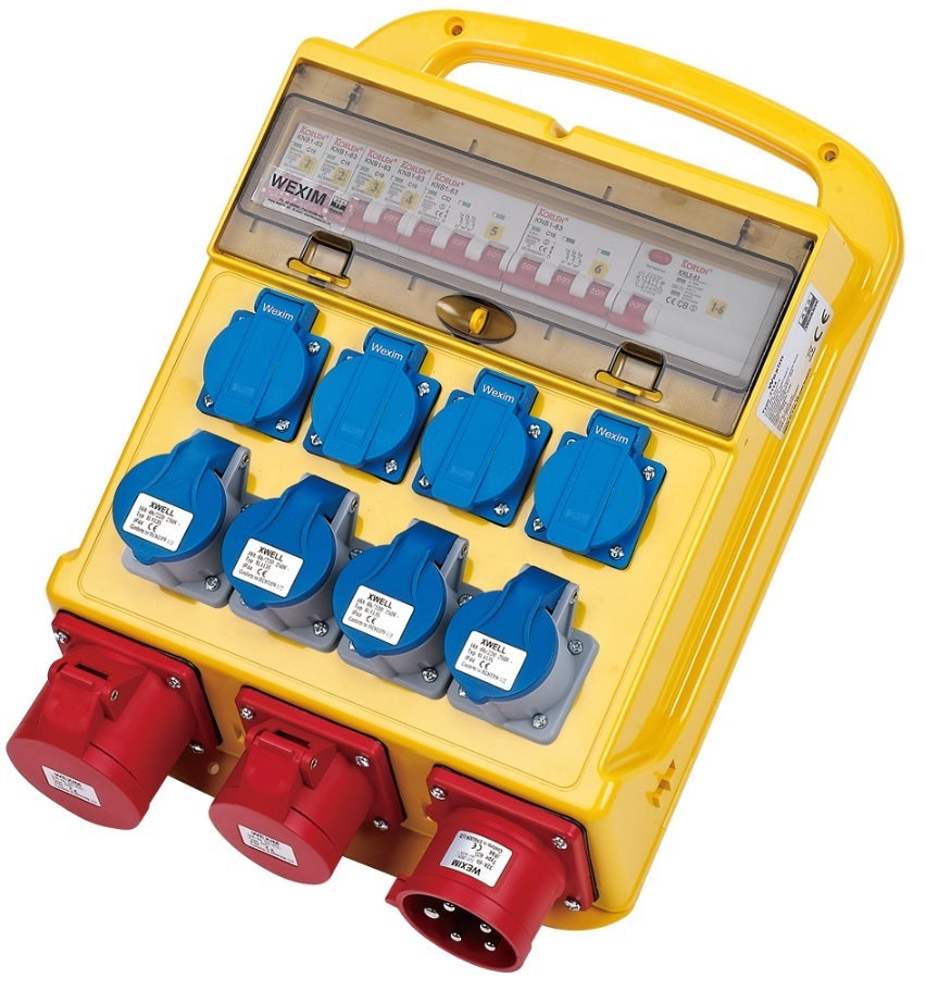 Byggepladstavle 32A, 4xDK + 1xCEE 32A + 16A 400V + 4xCEE 16A 230V