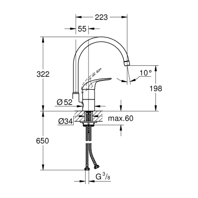 Grohe Euroeco etgrebskøkkenarmatur