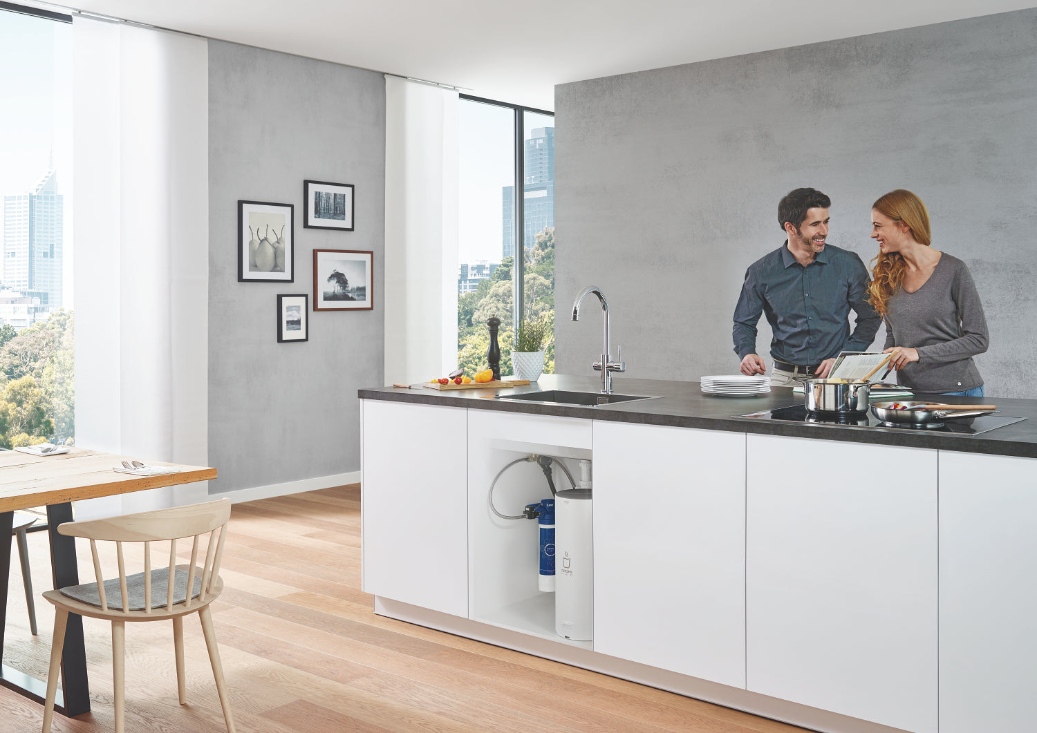Grohe Red Duo køkkenarmatur m/ C-tud & 3 liters kedel, krom