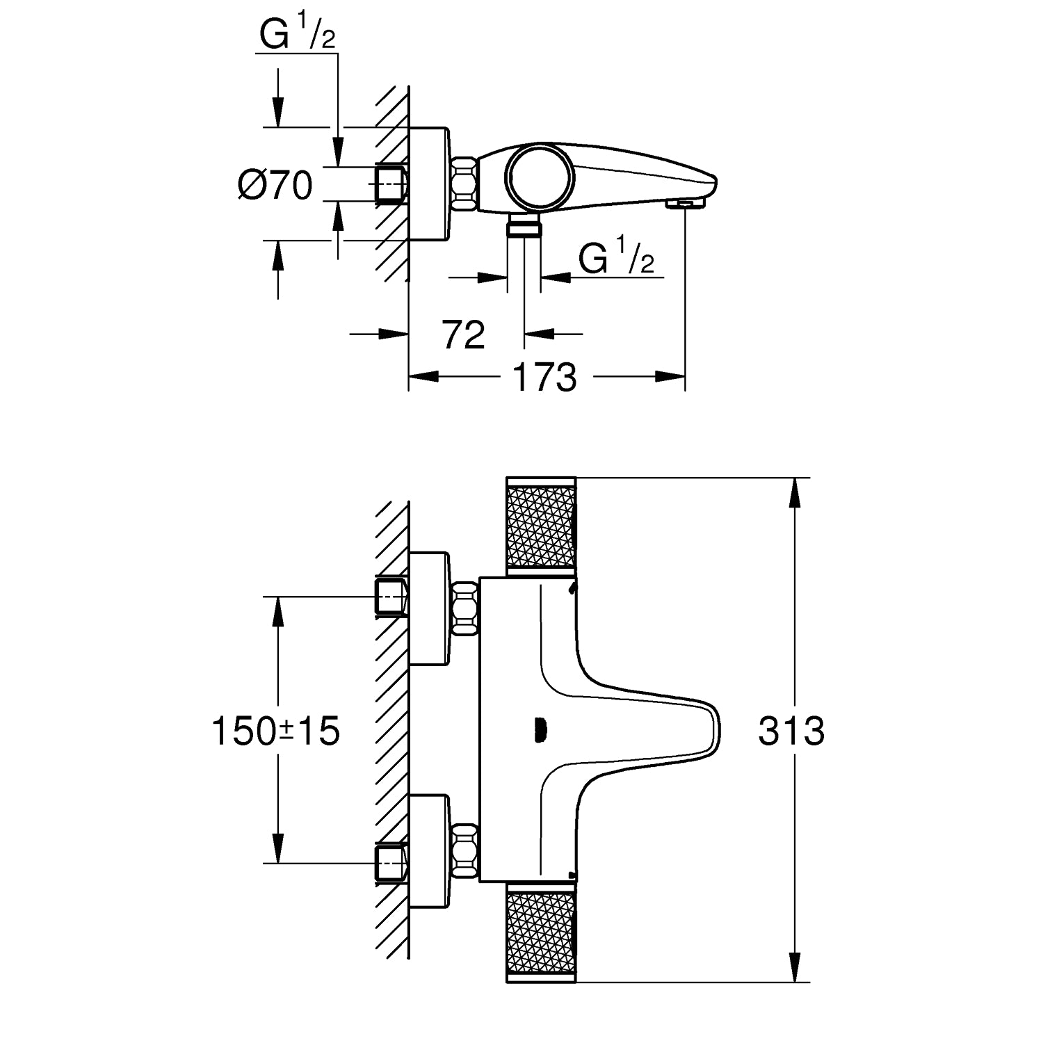 Grohe Presicion Feel termostat. Bad